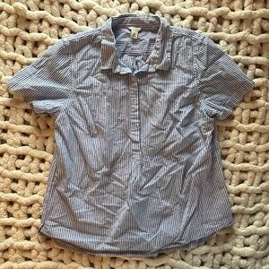 L.L. Bean Blue and White Striped Shirt